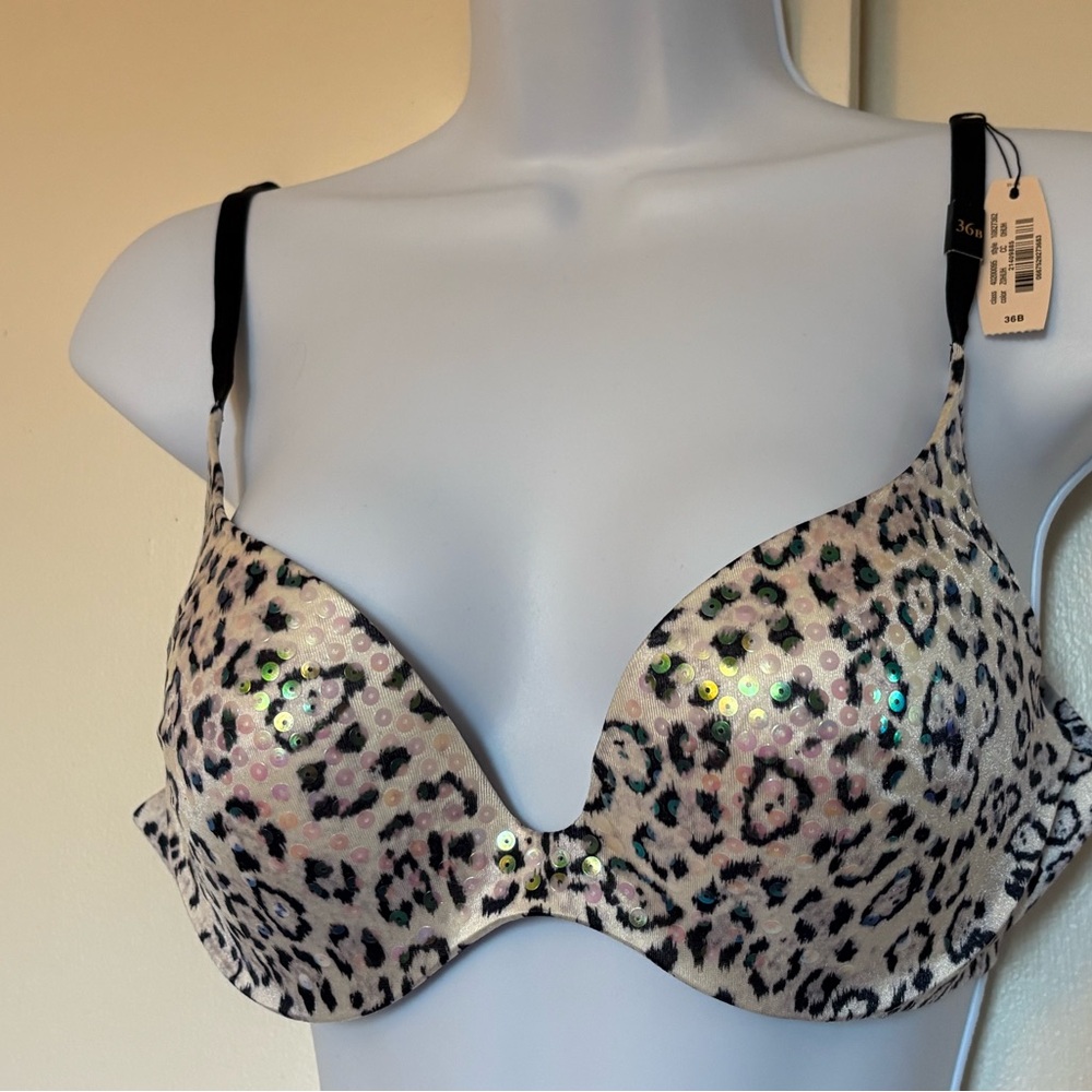 Vs Leopard Sequin Push-Up Bra - Leopard Sequin Pr… - image 1